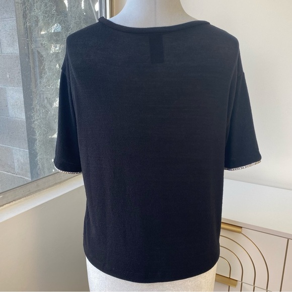 Noli Rhinestone-Trim Crew Tee in Black Size S, NWOT (Made in USA) - Picture 5 of 6